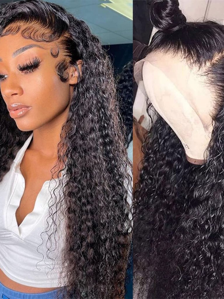 13x4 Lace Front Wigs Human Hair Pre Plucked 180 Density Brazilian Wet And Wavy H
